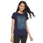 Petite Apt. 9&reg; Scoopneck Graphic Tee, Women's, Size: Xs Petite, Dark Blue