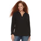 Plus Size Rock & Republic&reg; Textured Grommet Top, Women's, Size: 2xl, Black