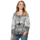 Women's World Unity Printed Peasant Top, Size: Xxl, Grey