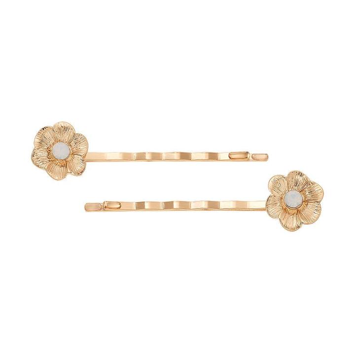 Lc Lauren Conrad 2-pc. Simulated Opal Flower Bobby Pin Set, Women's, White