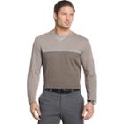 Men's Van Heusen Jaspe Classic-fit Mock-layer Stretch V-neck Sweater, Size: Large, Dark Beige
