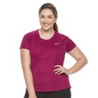 Plus Size Nike Miler Dri-fit Short Sleeve Top, Women's, Size: 2xl, Med Pink