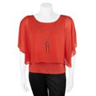 Juniors' Plus Size Iz Byer California Cold-shoulder Overlay Top, Girl's, Size: 2xl, Drk Orange