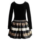 Girls 4-6x Youngland Velvet Glitter Striped Dress, Girl's, Size: 5, Black
