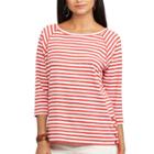 Women's Chaps Striped Lace-up Pullover, Size: Large, Red