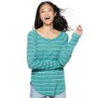 Juniors' So&reg; Thermal Henley Top, Teens, Size: Large, Med Blue