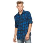Big & Tall Rock & Republic Plaid Flannel Button-down Shirt, Men's, Size: Xl Tall, Black