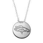 Denver Broncos Sterling Silver Team Logo Disc Pendant Necklace, Women's, Size: 18, Grey