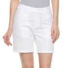 Women's Caribbean Joe Eyelet Shorts, Size: 6, White