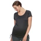 Maternity A:glow Drawstring Workout Tee, Women's, Size: L-mat, Black