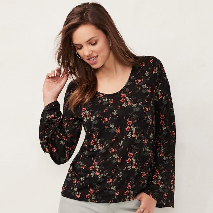 Women's Lc Lauren Conrad Flare-sleeve Top, Size: Small, White