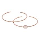 Olive & Ivy Rose Gold Tone Rose Quartz Cuff Bracelet Set, Women's, Pink