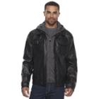 Men's Levi's&reg; Sherpa-lined Faux-leather Hooded Trucker Jacket, Size: Small, Black