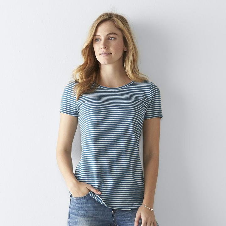 Women's Sonoma Goods For Life&trade; Essential Print Tee, Size: Xl, Dark Blue