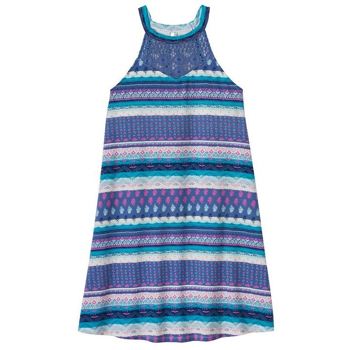 Girls 7-16 & Plus Size Mudd&reg; Crochet High Neck Swing Dress, Girl's, Size: 18 1/2, Blue (navy)