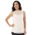 Women's Ab Studio Lace Swing Tank, Size: Regular, White Oth