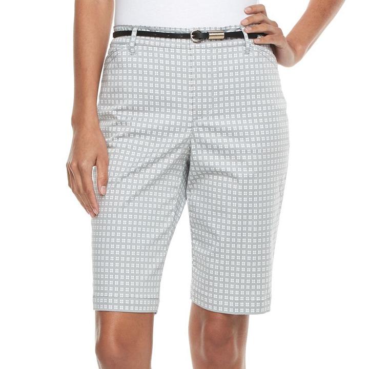 Women's Gloria Vanderbilt Anita Belted Bermuda Shorts, Size: 6, Silver