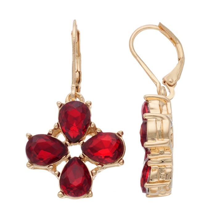 Dana Buchman Red Teardrop Cluster Nickel Free Drop Earrings, Women's