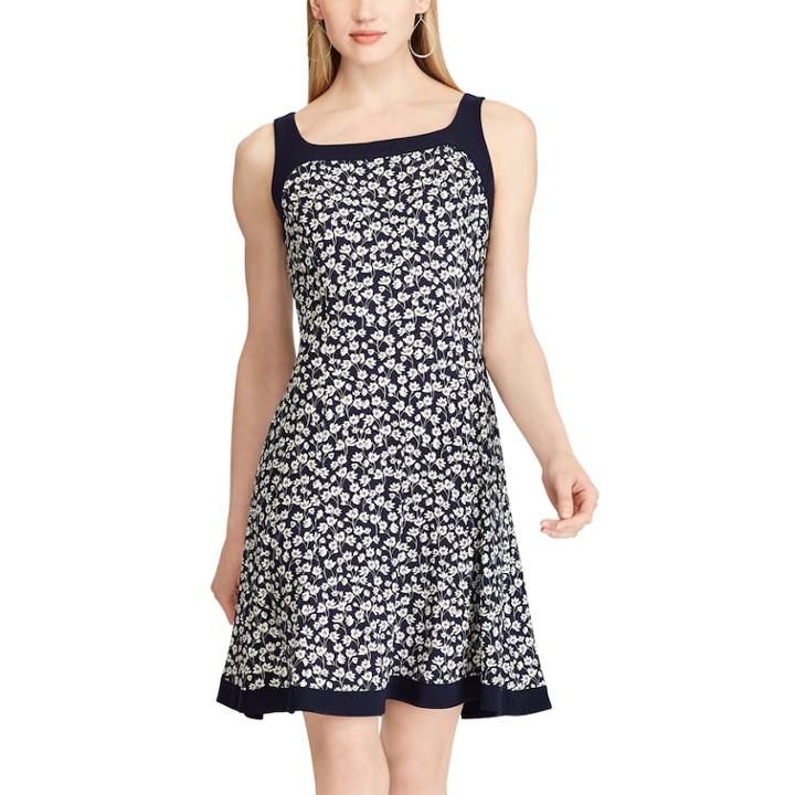Women's Chaps Fit & Flare Dress, Size: Small, Blue (navy)