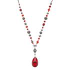Red Beaded Teardrop Necklace, Women's
