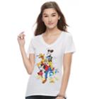 Disney's Mickey Mouse Juniors' Fab Five Character Graphic Tee, Teens, Size: Xl, White