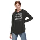 Juniors' Grateful Thankful Blessed Graphic Tunic Hoodie, Teens, Size: Xs, Black