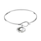 Silver Luxuries Marcasite Moon & Star Charm Bangle Bracelet, Women's, White