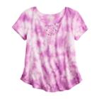 Girls 7-16 Mudd&reg; Tie-dye Swing Lace-up Top, Size: 12, Med Pink