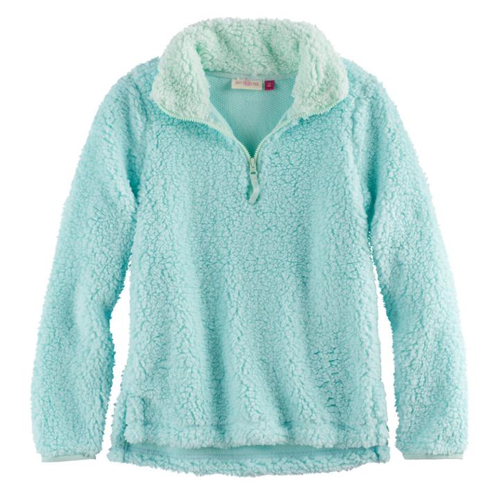 Girls 7-16 & Plus Size So&reg; 1/4-zip Sherpa Pullover, Size: 18 1/2, Turquoise/blue (turq/aqua)