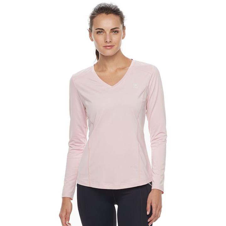 Women's Fila Sport&reg; Essential V-neck Long Sleeve Tee, Size: Medium, Light Pink