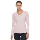 Women's Fila Sport&reg; Essential V-neck Long Sleeve Tee, Size: Medium, Light Pink
