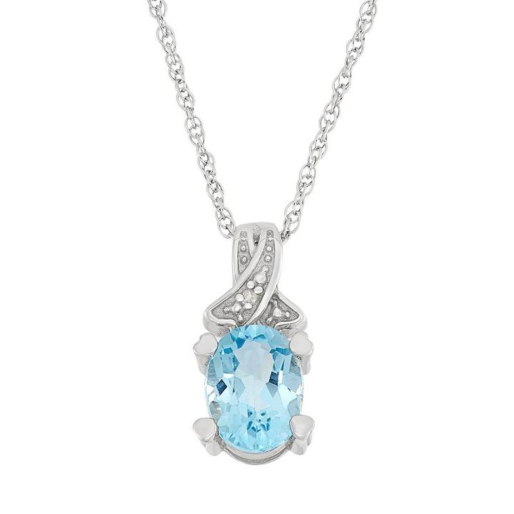 Sky Blue Topaz & Diamond Accent Sterling Silver Pendant Necklace, Women's, Size: 18