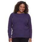 Plus Size Croft & Barrow&reg; Cable-knit Boatneck Sweater, Women's, Size: 1xl, Purple