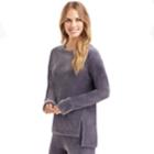 Women's Cuddl Duds Plush Velour Pullover Top, Size: Xs, Dark Grey