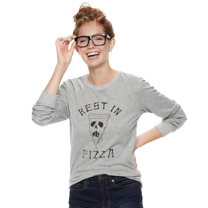 Juniors' Rest In Pizza Tee, Teens, Size: Xs, Grey