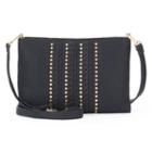 Kiss Me Couture Stitched & Studded Crossbody Bag, Women's, Black