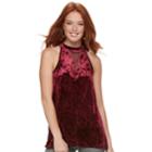 Women's Rock & Republic&reg; Velvet Halter Tank, Size: Large, Red