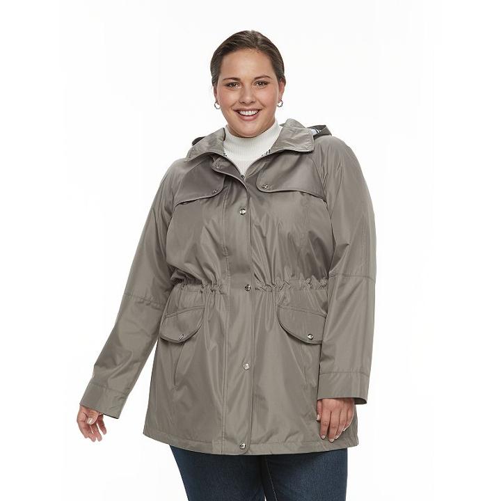 Plus Size Croft & Barrow&reg; Hooded Drawstring Anorak Jacket, Women's, Size: 1xl, Green Oth