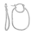 Amore By Simone I. Smith Platinum Over Silver Crystal Rectangular Inside-out Hoop Earrings, Women's, White