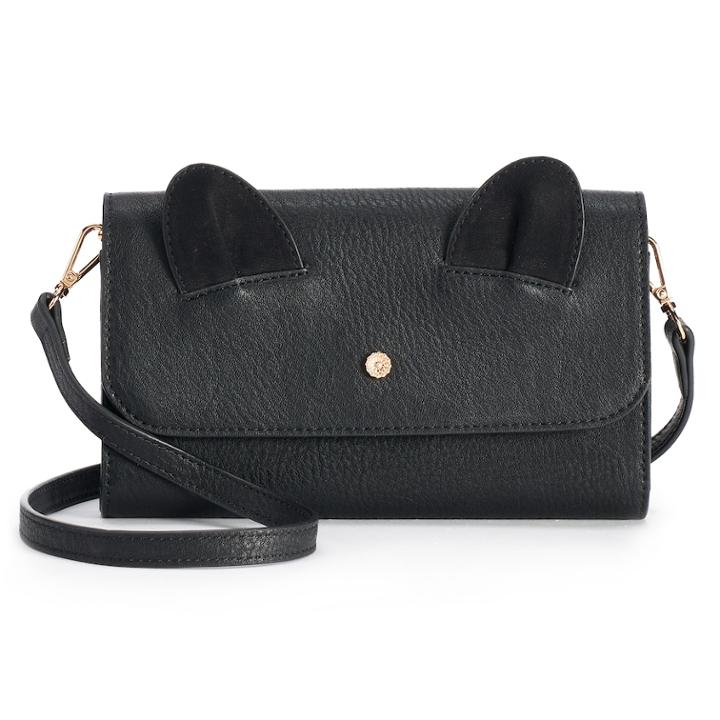 Lc Lauren Conrad Iris Cat Ears Crossbody Wallet, Women's, Black
