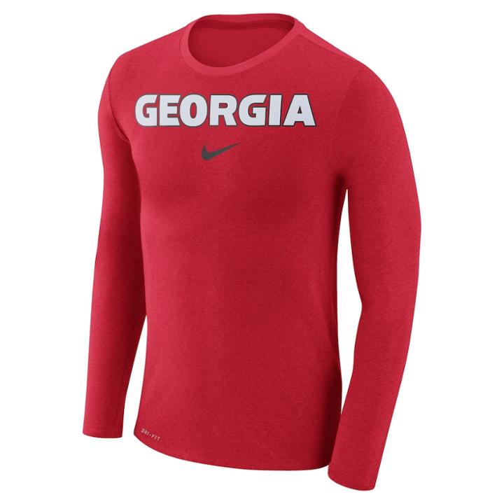 Men's Nike Georgia Bulldogs Marled Long-sleeve Dri-fit Tee, Size: Large, Red