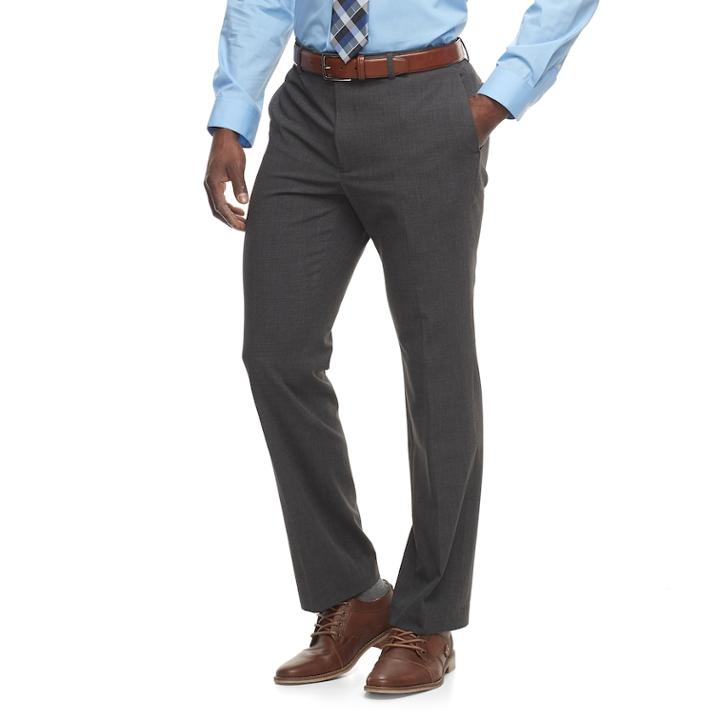 Men's Apt. 9&reg; Slim-fit Premier Flex Crosshatch Dress Pants, Size: 30x30, Grey (charcoal)