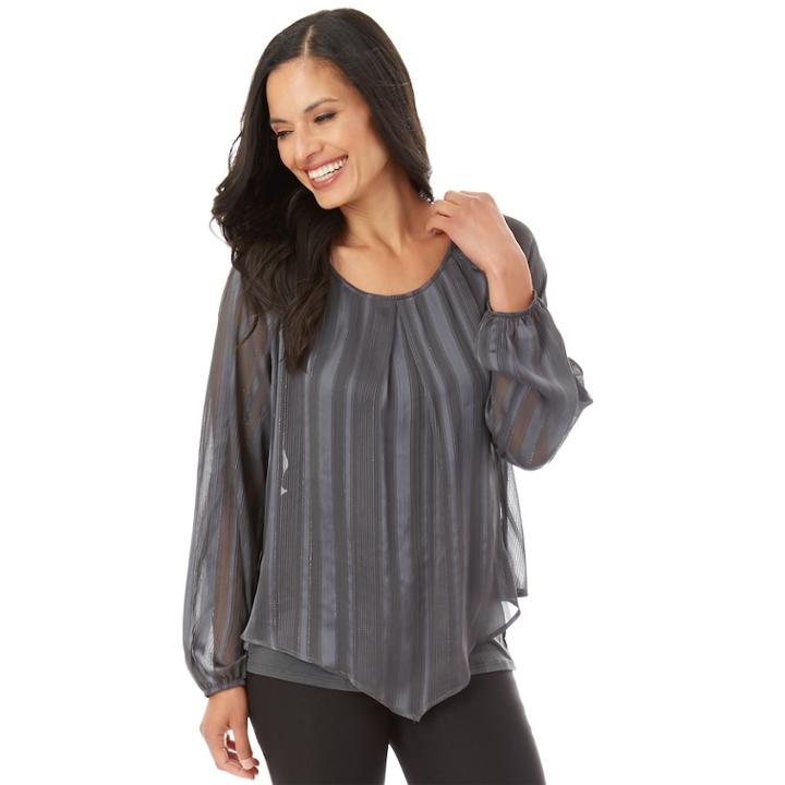 Women's Apt. 9&reg; Layered Front Top, Size: Medium, Dark Grey