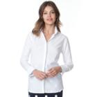 Women's Chaps Notchneck Button-down Top, Size: Medium, White