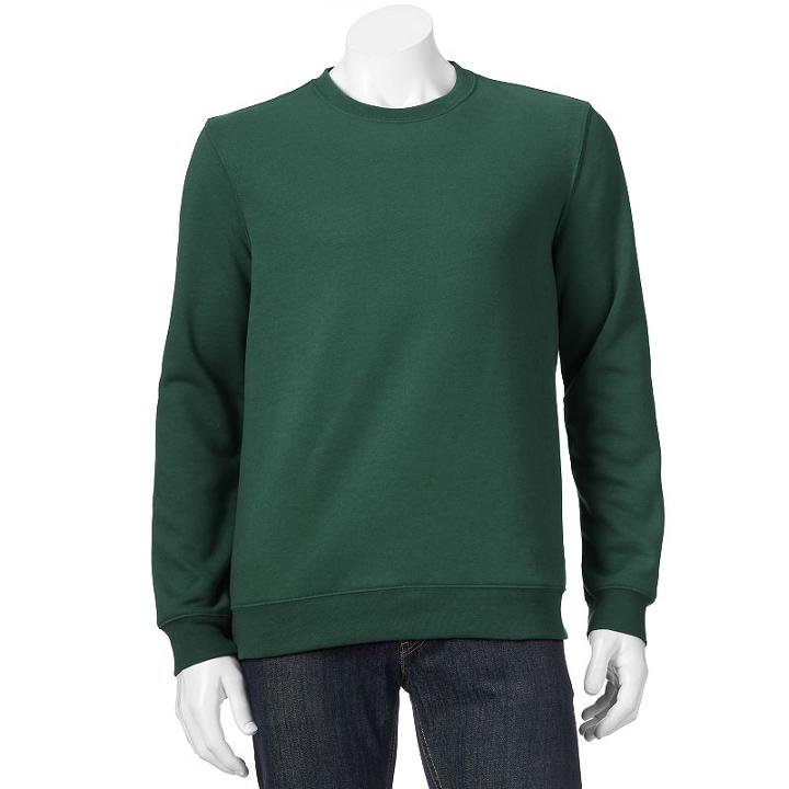 Men's Croft & Barrow&reg; Easy-care Fleece Crewneck Sweatshirt, Size: Xxl, Dark Green