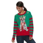 Women's Embellished Christmas Sweater, Size: Medium, Med Green
