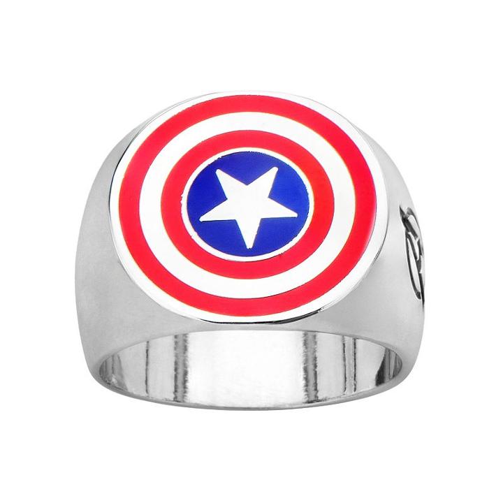 Avengers Captain America Stainless Steel Ring - Men, Size: 10, Grey