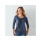 Women's Sonoma Goods For Life&trade; Embroidered Splitneck Top, Size: Xl, Blue Other