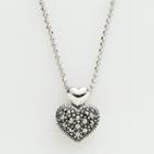 Lavish By Tjm Sterling Silver Heart Pendant - Made With Swarovski Marcasite, Women's, Grey