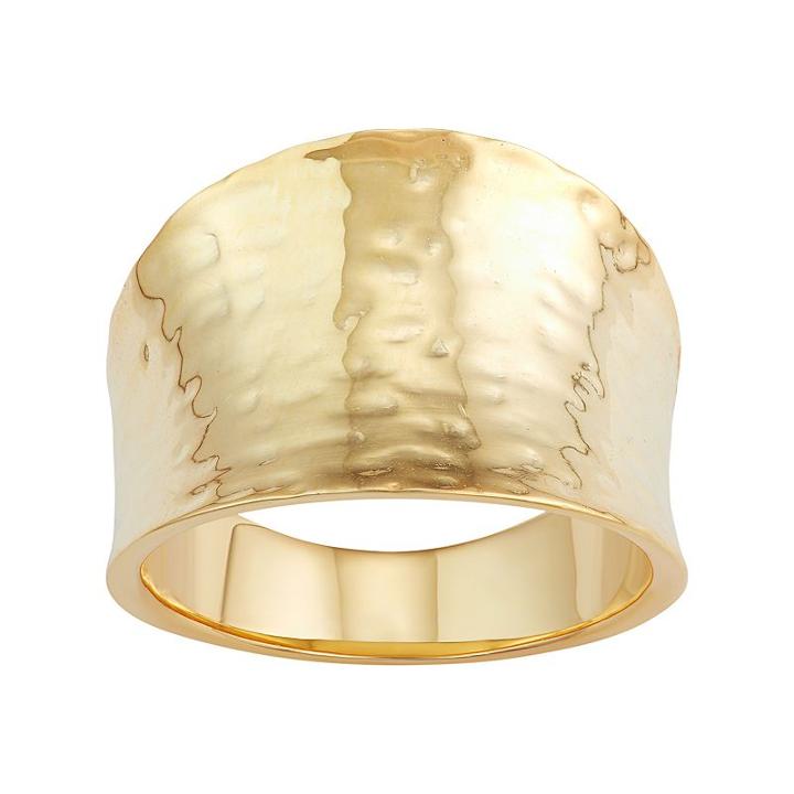 18k Gold Over Silver Hammered Cigar Band Ring, Women's, Size: 7, Yellow